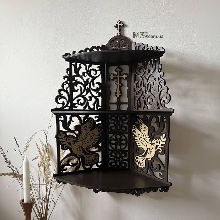 Іконостас домашній. Поличка кутова для ікон широка