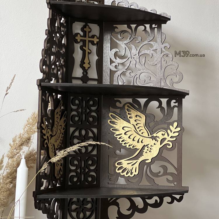 Іконостас домашній. Поличка кутова для ікон широка