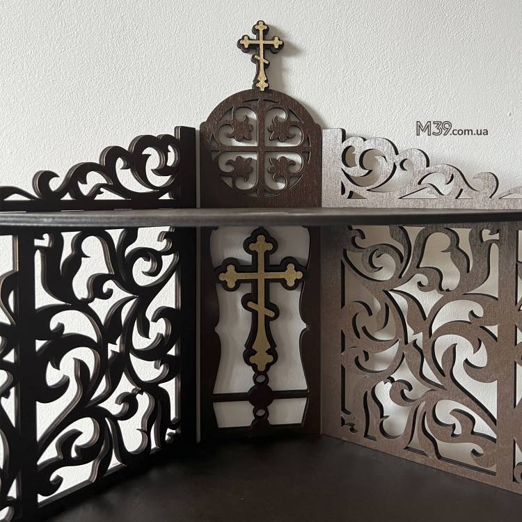 Іконостас домашній. Поличка кутова для ікон широка