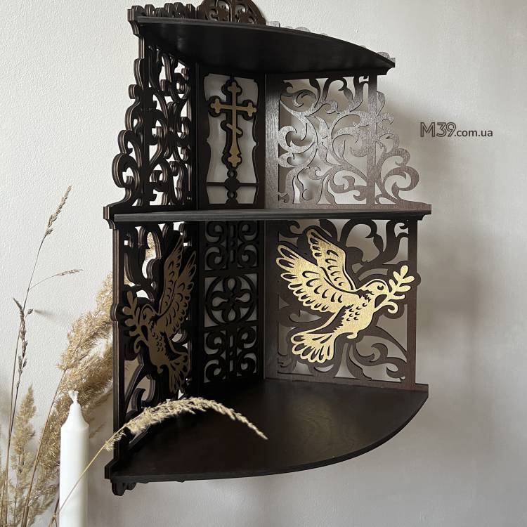 Іконостас домашній. Поличка кутова для ікон широка