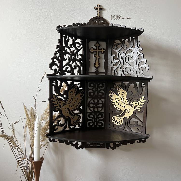 Іконостас домашній. Поличка кутова для ікон широка