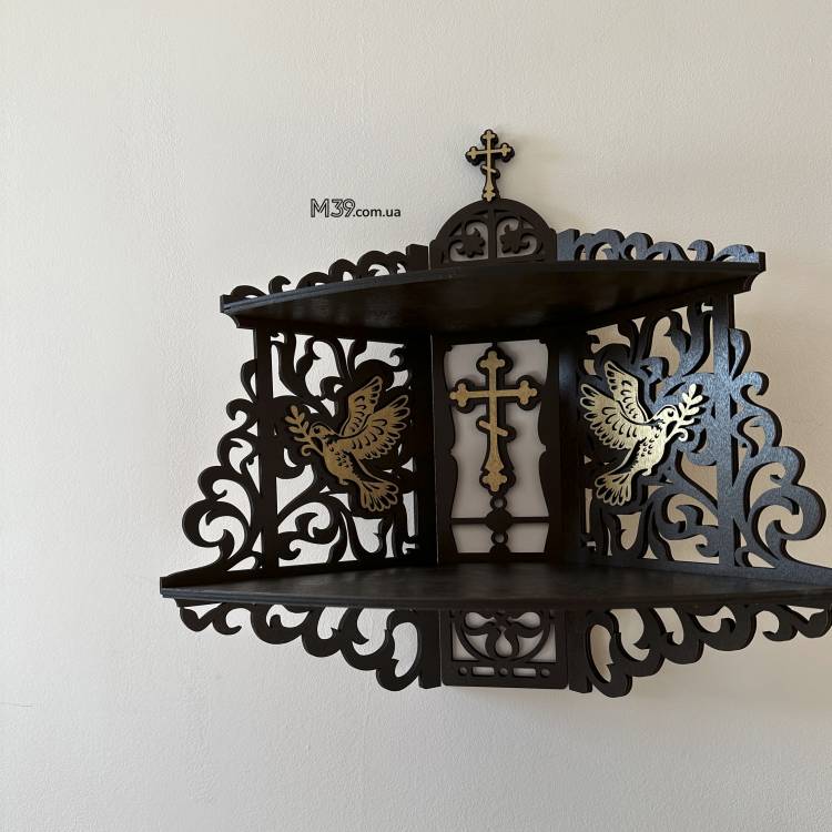 Іконостас домашній. Поличка кутова для ікон широка