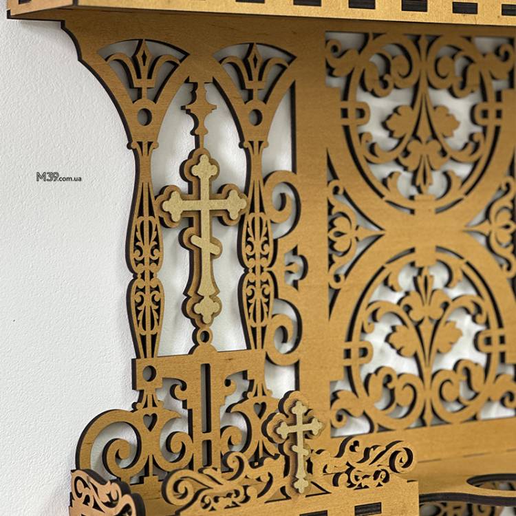 Поличка для ікон настінна. Іконостас домашній з підсвічником 