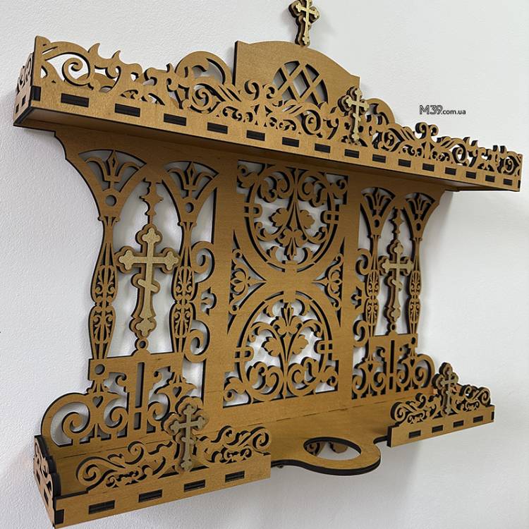Поличка для ікон настінна. Іконостас домашній з підсвічником 