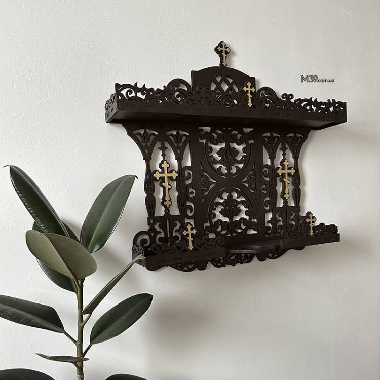 Поличка для ікон настінна. Іконостас домашній з підсвічником 