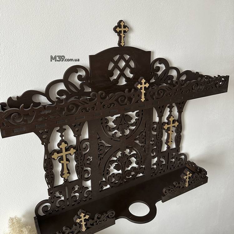 Поличка для ікон настінна. Іконостас домашній з підсвічником 