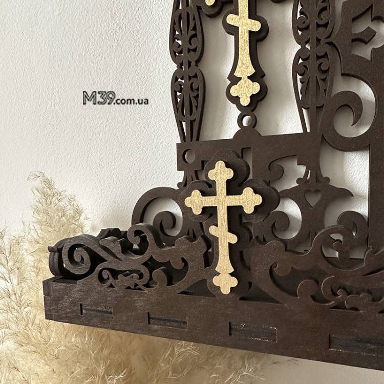 Поличка для ікон настінна. Іконостас домашній з підсвічником 