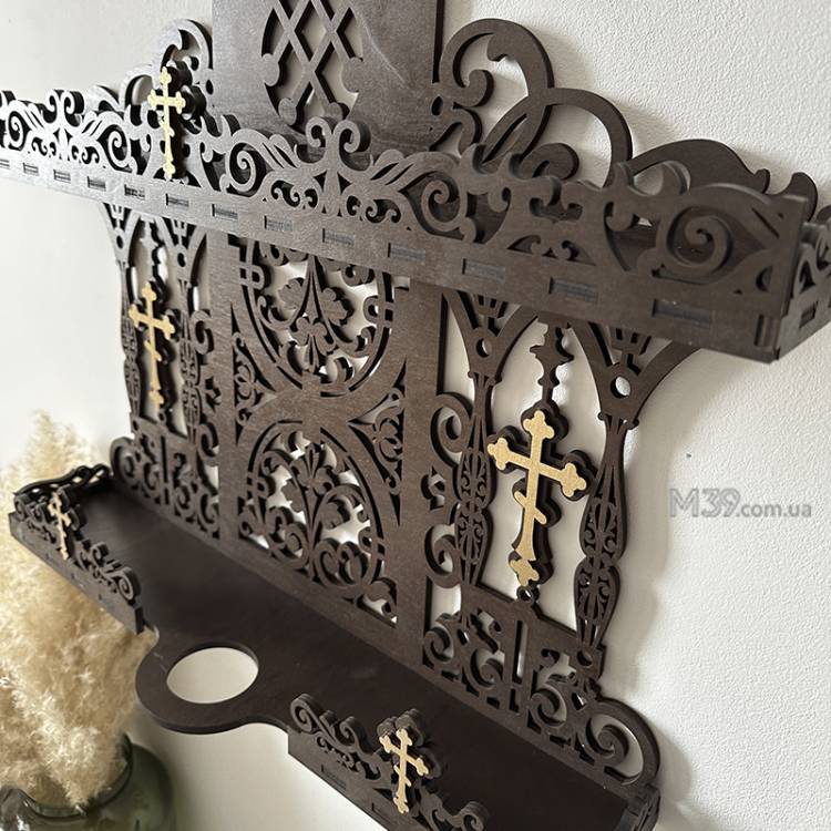 Поличка для ікон настінна. Іконостас домашній з підсвічником 