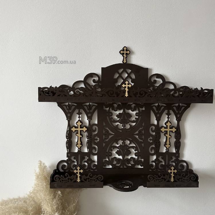 Поличка для ікон настінна. Іконостас домашній з підсвічником 