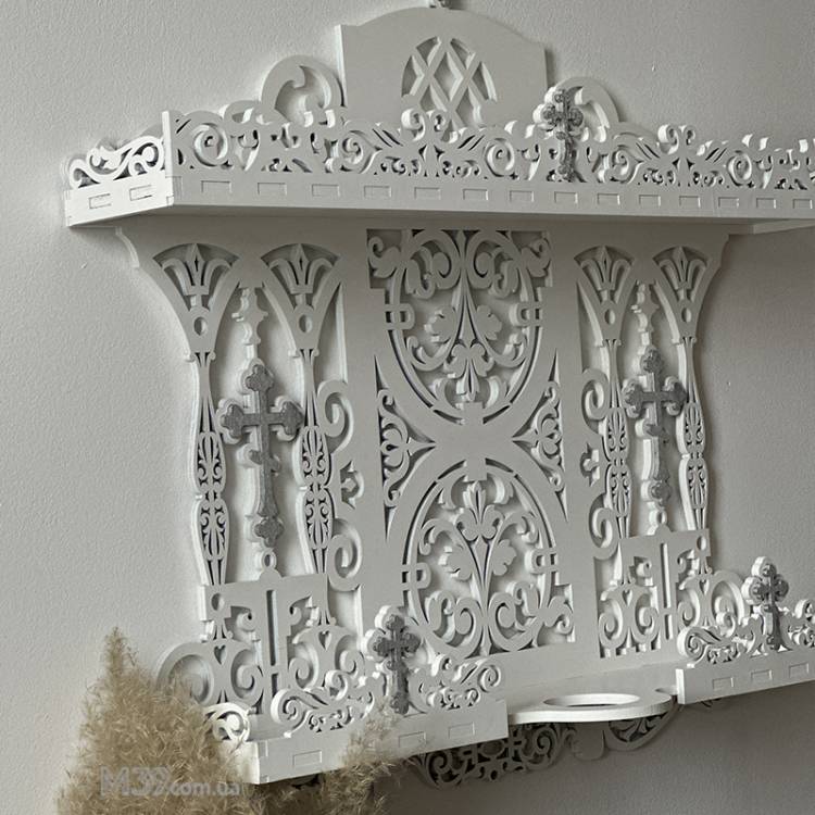 Поличка для ікон настінна. Іконостас домашній з підсвічником 