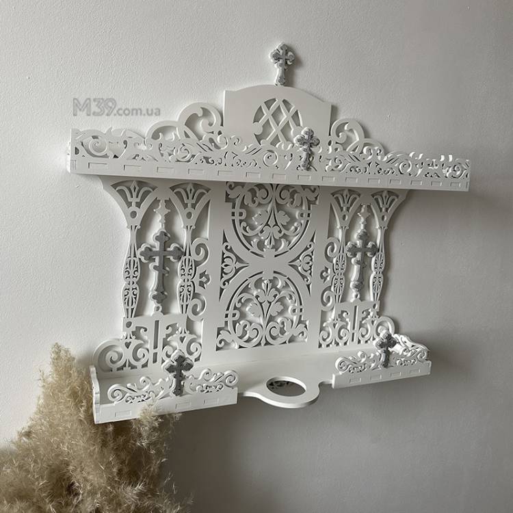 Поличка для ікон настінна. Іконостас домашній з підсвічником 