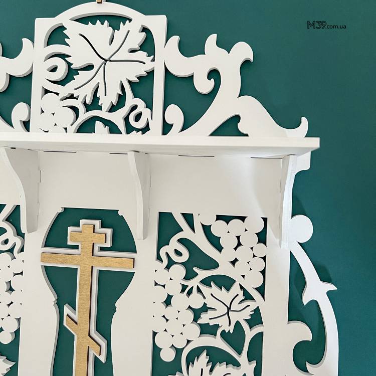 Поличка для Ікон, Іконостас Домашній з Виноградом і Голубами Настільний