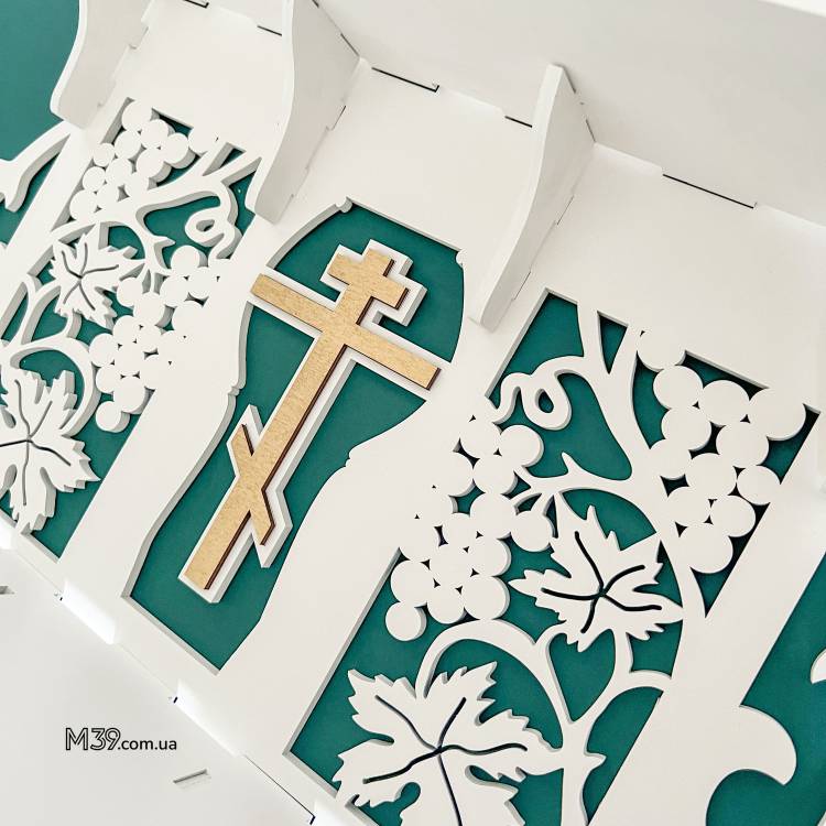 Поличка для Ікон, Іконостас Домашній з Виноградом і Голубами Настільний