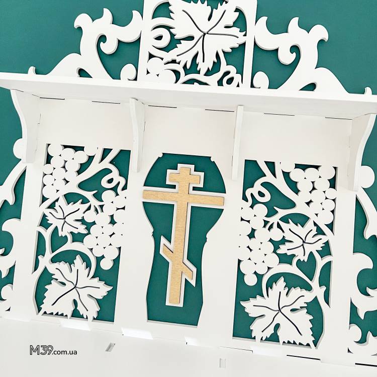 Поличка для Ікон, Іконостас Домашній з Виноградом і Голубами Настільний