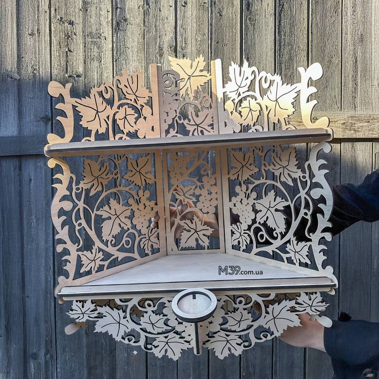 Поличка для ікон. Іконостас домашній кутовий з виноградом і лампадкою