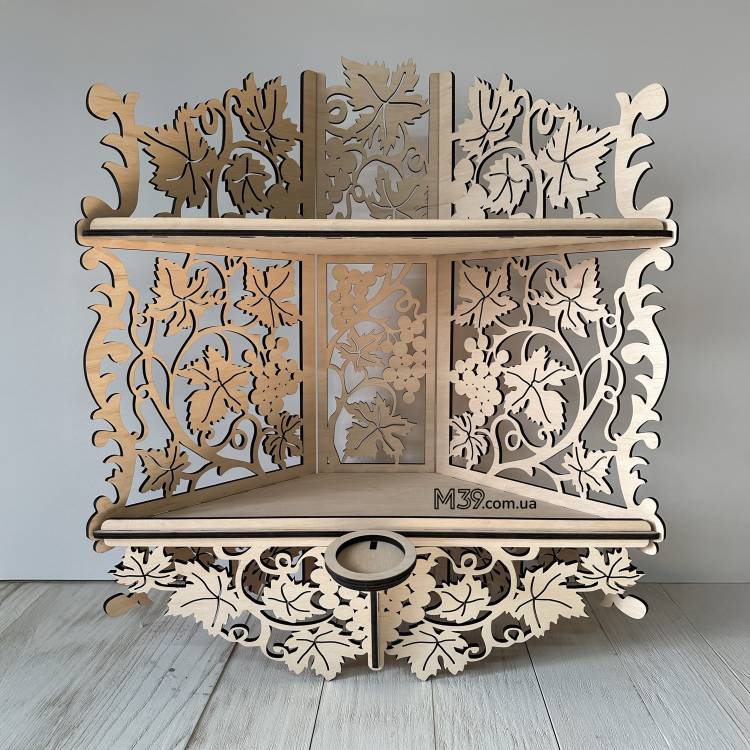 Поличка для ікон. Іконостас домашній кутовий з виноградом і лампадкою