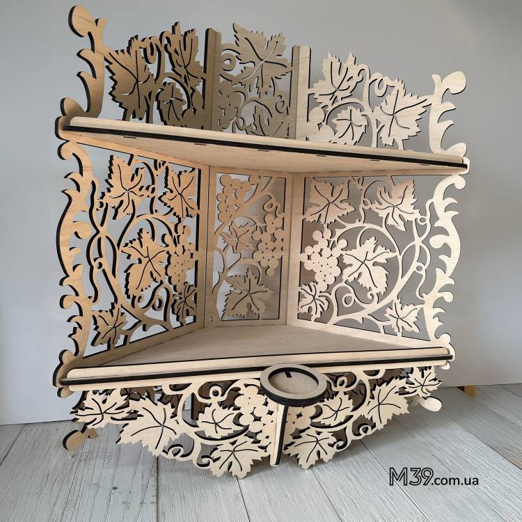 Поличка для ікон. Іконостас домашній кутовий з виноградом і лампадкою