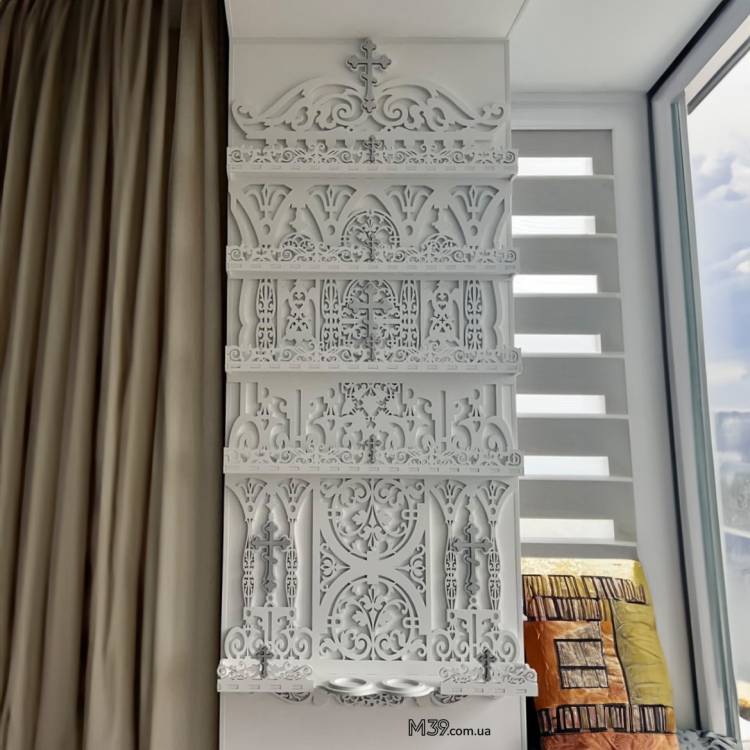 Іконостас Великий Настінний з Дерева на 5 Поличок