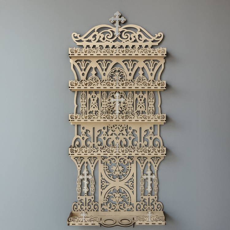 Іконостас настінний великий, дерев’яний, на 5 полиць m39.com.ua Іконостас настінний великий, дерев’яний, на 5 полиць