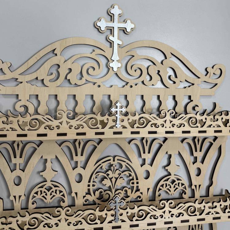 Іконостас настінний великий, дерев’яний, на 5 полиць m39.com.ua Іконостас настінний великий, дерев’яний, на 5 полиць