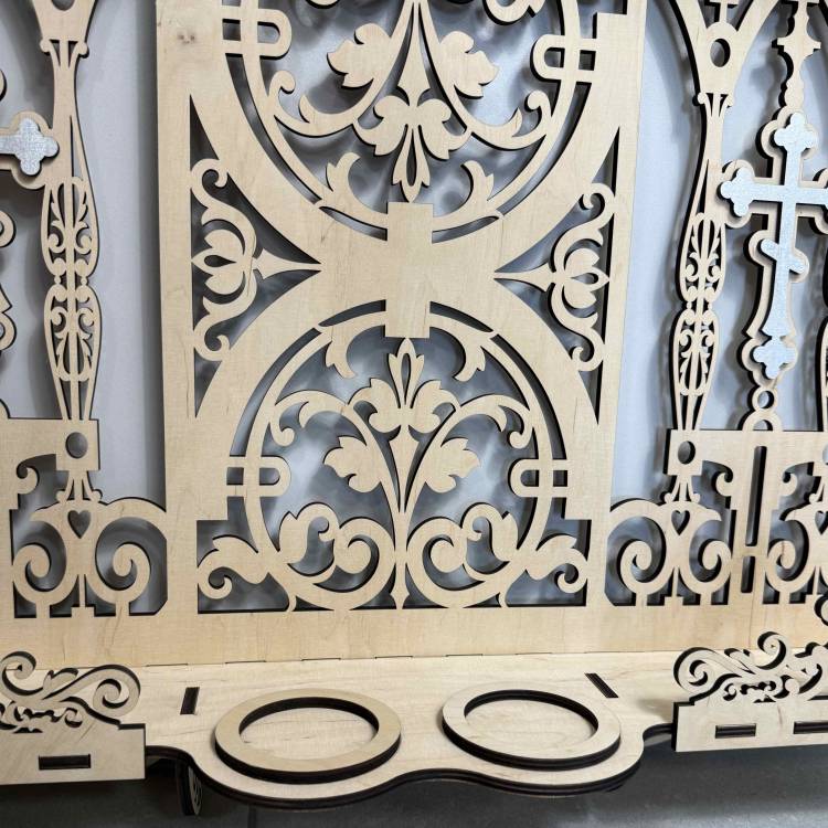 Іконостас настінний великий, дерев’яний, на 5 полиць m39.com.ua Іконостас настінний великий, дерев’яний, на 5 полиць