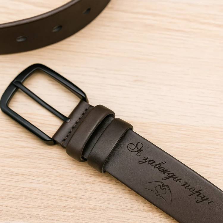 Подарок Любимому - Ремень с любовным посланием, коричневый