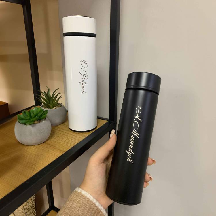 Термос Іменний Чорний з Індивідуальним Написом 400 мл