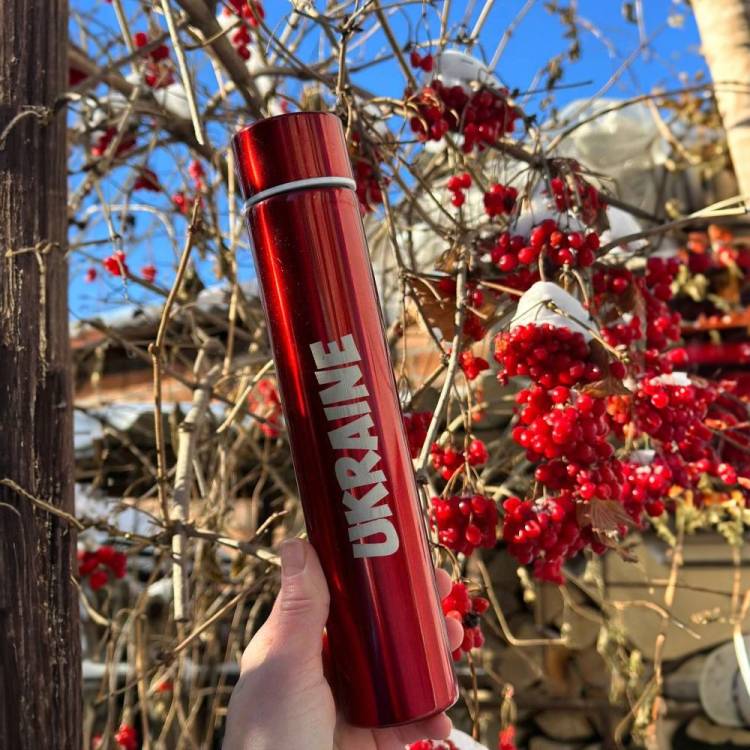 Термос з Гравіюванням Червоний (Тримає тепло 10 годин!)