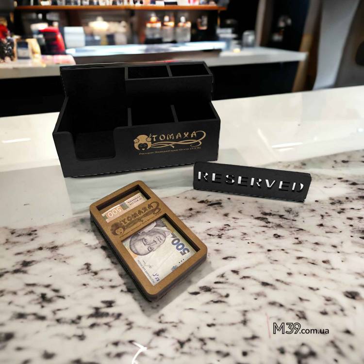 Розрахункова книжка, чек-бук для horeca з лазерним гравіюванням логотипу