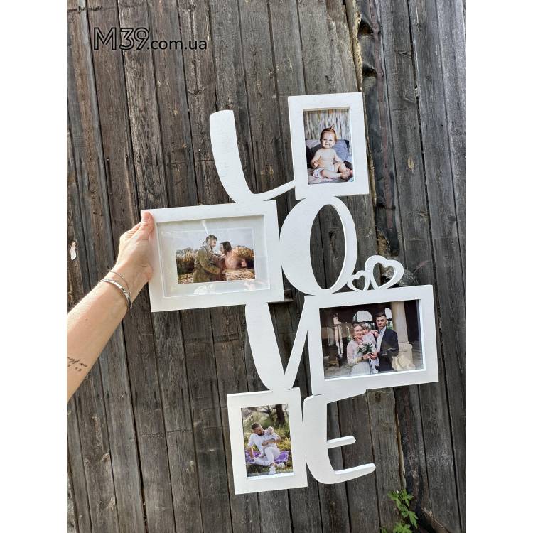 Подарунок коханій людині на 14 лютого - Фоторамка з дерева Love вертикальна