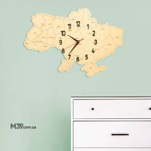 Декор з Дерева на Стіну - Годинник-Карта України m39.com.ua Декор з Дерева на Стіну - Годинник-Карта України