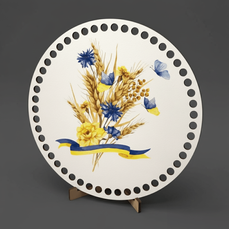 Круглое Донышко с Рисунком для Сумочки или Корзинки "Колосья" m39.com.ua Круглое Донышко с Рисунком для Сумочки или Корзинки "Колосья"