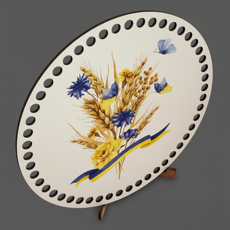 Круглое Донышко с Рисунком для Сумочки или Корзинки "Колосья" m39.com.ua Круглое Донышко с Рисунком для Сумочки или Корзинки "Колосья"