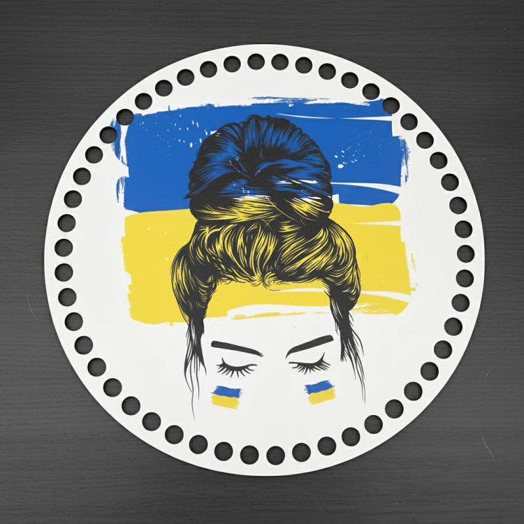 Кругле Денце з Малюнком для Сумочки або Кошика "Дівчина з прапором" m39.com.ua Кругле Денце з Малюнком для Сумочки або Кошика "Дівчина з прапором"