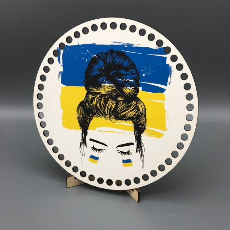 Кругле Денце з Малюнком для Сумочки або Кошика "Дівчина з прапором" m39.com.ua Кругле Денце з Малюнком для Сумочки або Кошика "Дівчина з прапором"