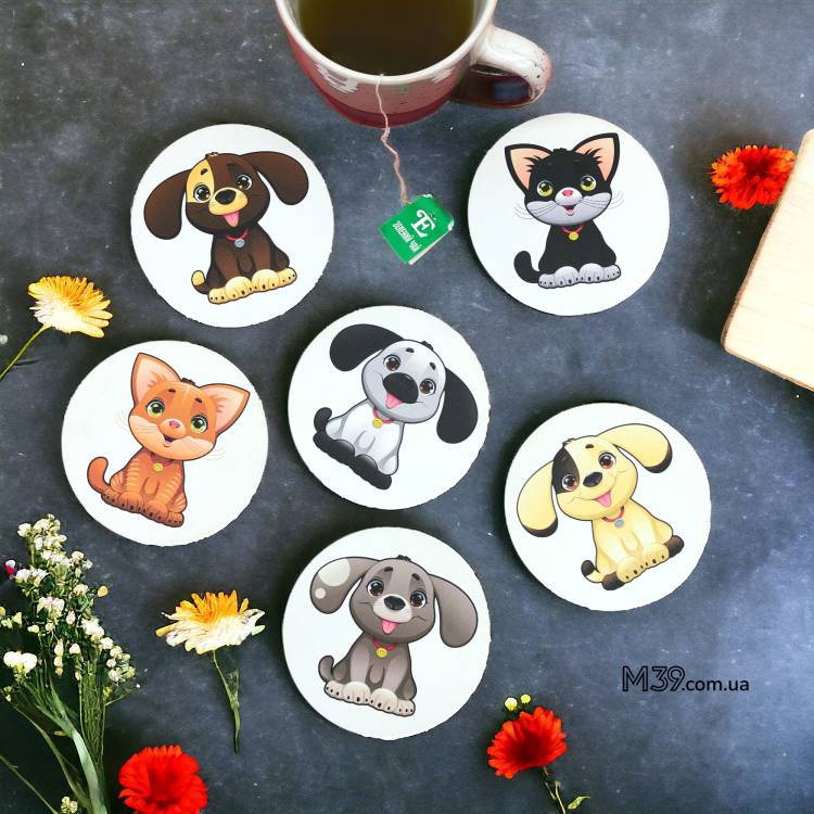 Милый подарок для любимой - Набор подставок "Щенята і Котята"