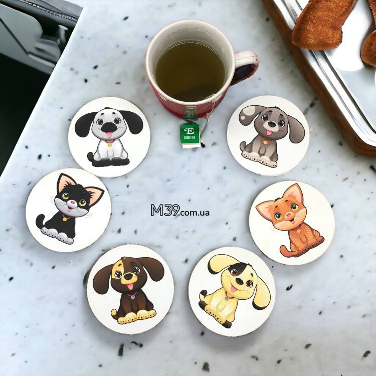 Подарунок Коханій на день Святого Валентина - Набір костерів "Песики і Котики"