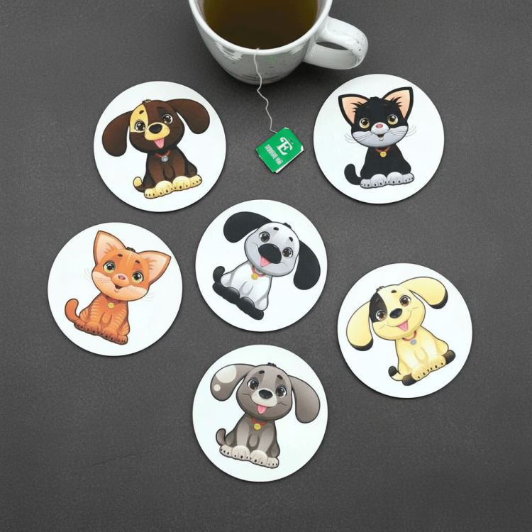 Подарок ребенку - Набор подставок "Песики и Котики" с милым принтом