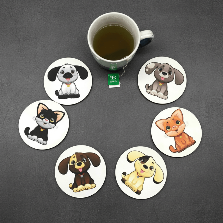 Подарок ребенку - Набор подставок "Песики и Котики" с милым принтом