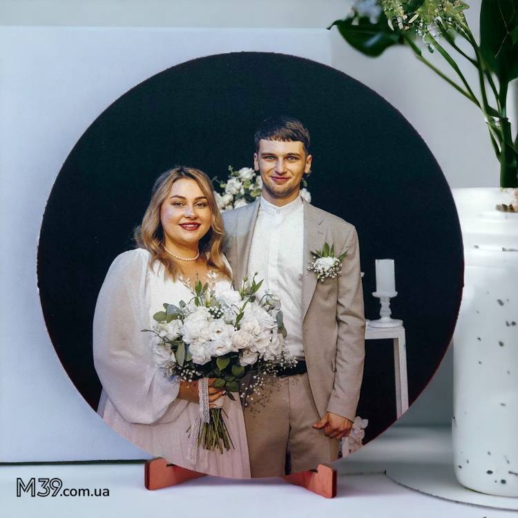 Подарок молодоженам – Круг с Фото Настольный