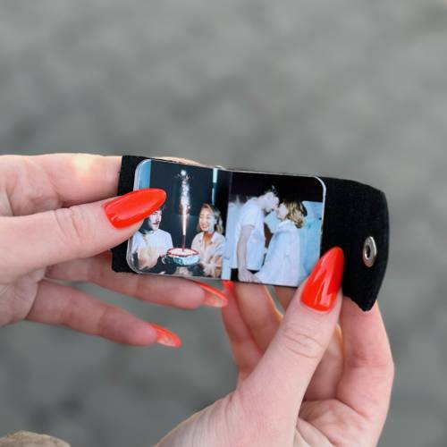 Шкіряний брелок з міні фотоальбомом (10–14 фото), фотобрелок