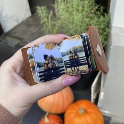 Шкіряний фотобрелок для ключів з міні альбомом фото
