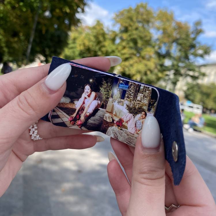 Фотобрелок з фото всередині, шкіряний брелок-альбом для ключів