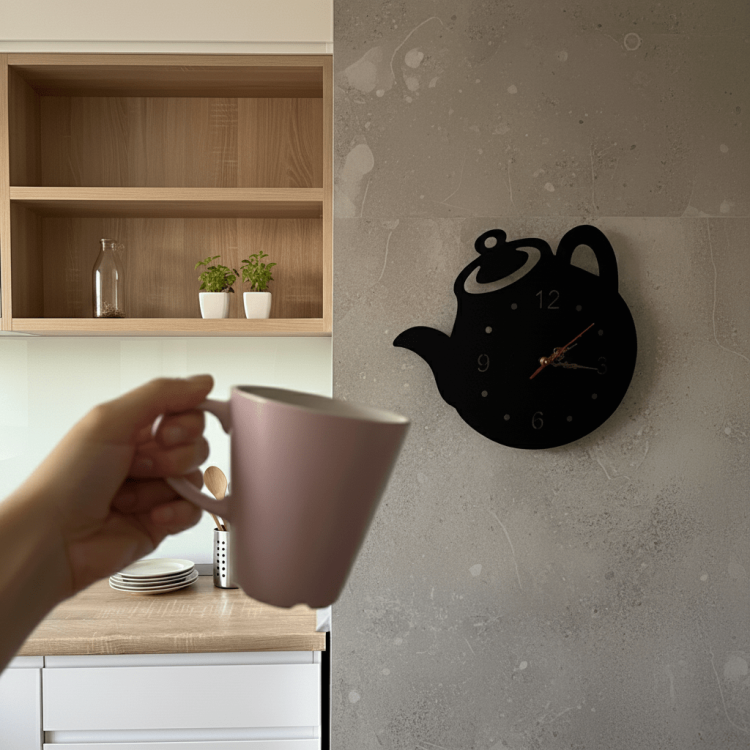 Часы на кухню, декор кухни Чайник