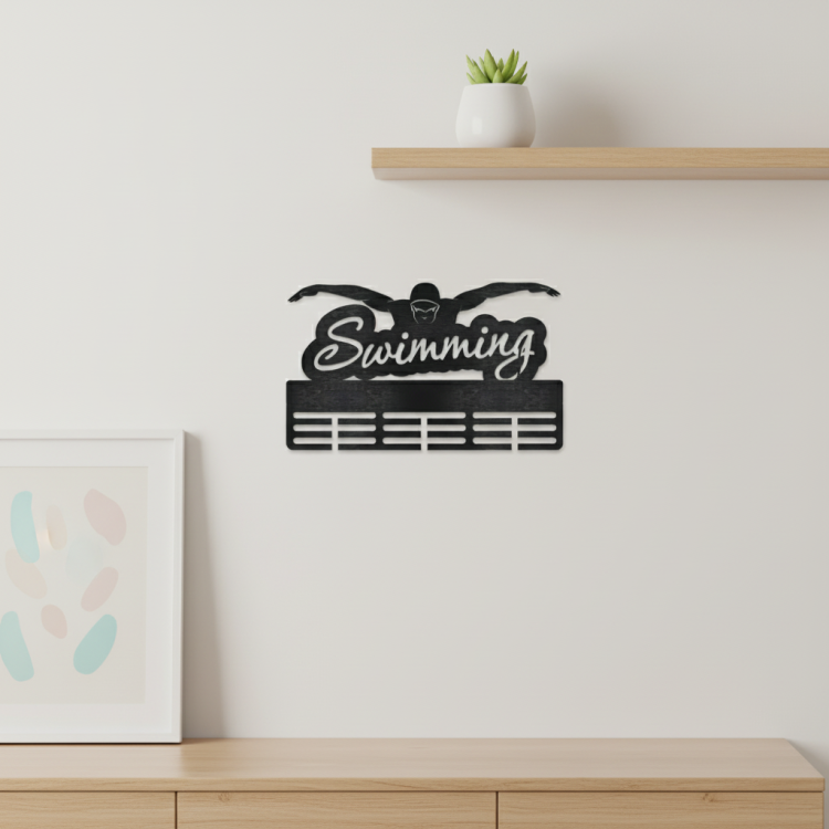 Медальница из дерева плавание, Swimming