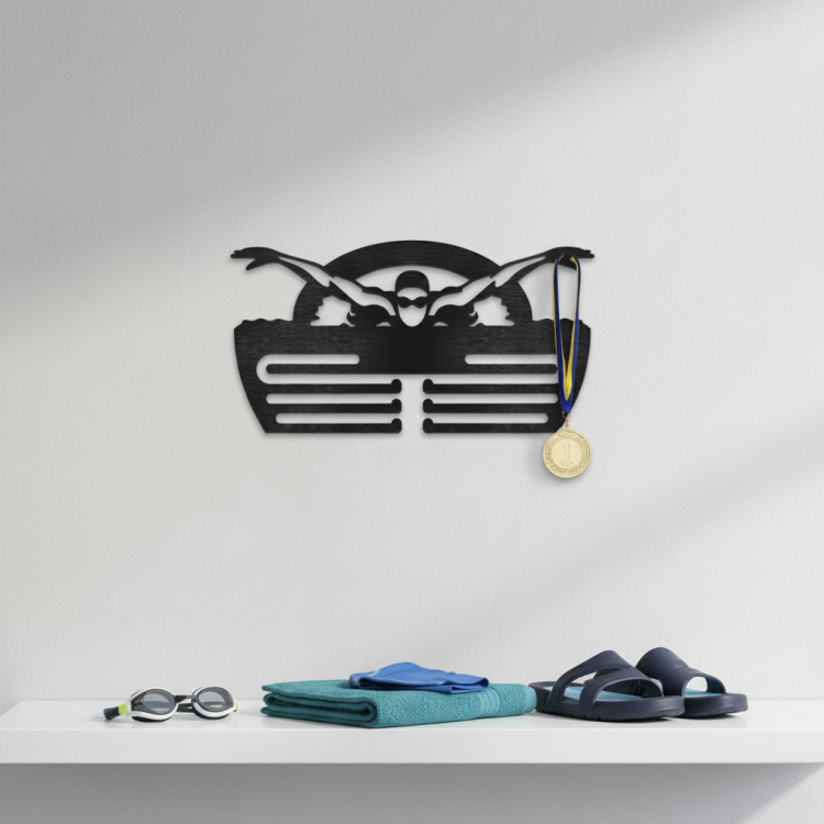 Медальница из дерева плавание