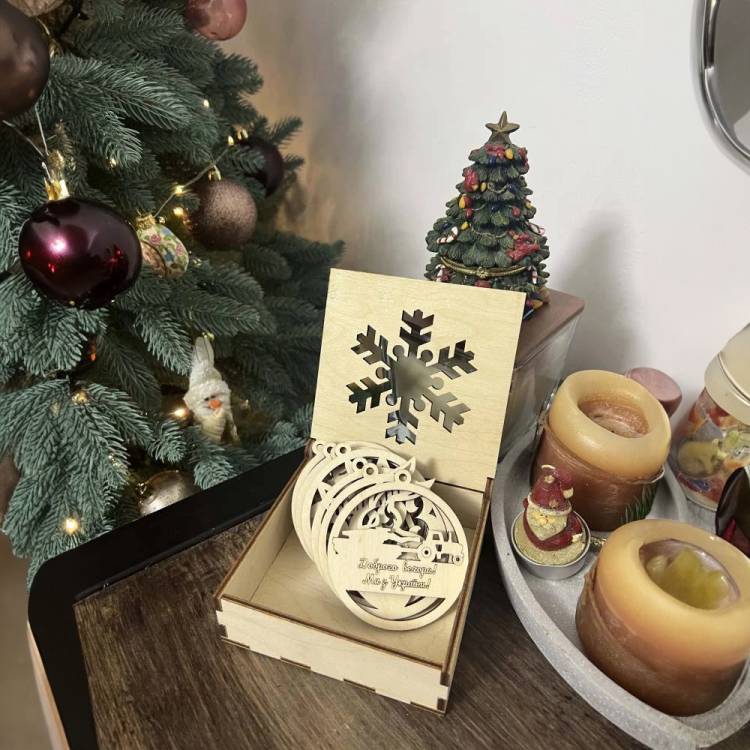 Набір ялинкових патріотичних новорічних іграшок в Еко коробці