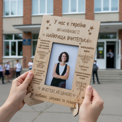 Оригінальний Подарунок Вчительці на 8 березня, рамка для фото настільна Вчителька Героїня