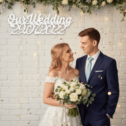  Свадебная Надпись из Дерева Our Wedding с Датой