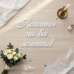 Надпись из Дерева на Свадьбу Любовь на всю жизнь